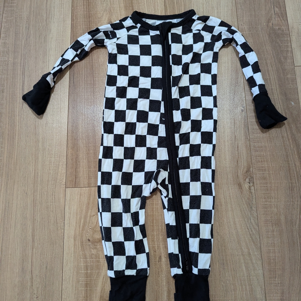 Little Sleepies Black and White Checkered Footie